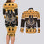 Ancient Egyptian Christmas Couples Matching Long Sleeve Bodycon Dress and Long Sleeve Button Shirt Anubis Eid Milad Majid - Wonder Print Shop