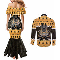 Ancient Egyptian Christmas Couples Matching Mermaid Dress and Long Sleeve Button Shirt Anubis Eid Milad Majid