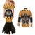 Ancient Egyptian Christmas Couples Matching Mermaid Dress and Long Sleeve Button Shirt Anubis Eid Milad Majid
