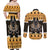 Ancient Egyptian Christmas Couples Matching Off Shoulder Maxi Dress and Long Sleeve Button Shirt Anubis Eid Milad Majid - Wonder Print Shop