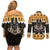 Ancient Egyptian Christmas Couples Matching Off Shoulder Short Dress and Long Sleeve Button Shirt Anubis Eid Milad Majid - Wonder Print Shop