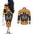 Ancient Egyptian Christmas Couples Matching Off The Shoulder Long Sleeve Dress and Long Sleeve Button Shirt Anubis Eid Milad Majid