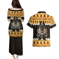 Ancient Egyptian Christmas Couples Matching Puletasi and Hawaiian Shirt Anubis Eid Milad Majid - Wonder Print Shop