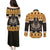Ancient Egyptian Christmas Couples Matching Puletasi and Long Sleeve Button Shirt Anubis Eid Milad Majid - Wonder Print Shop
