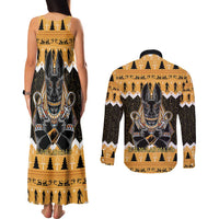 Ancient Egyptian Christmas Couples Matching Tank Maxi Dress and Long Sleeve Button Shirt Anubis Eid Milad Majid - Wonder Print Shop