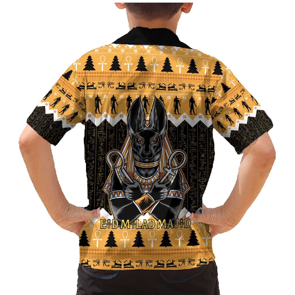 Ancient Egyptian Christmas Family Matching Mermaid Dress and Hawaiian Shirt Anubis Eid Milad Majid - Wonder Print Shop