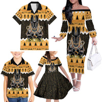 Ancient Egyptian Christmas Family Matching Off The Shoulder Long Sleeve Dress and Hawaiian Shirt Anubis Eid Milad Majid - Wonder Print Shop