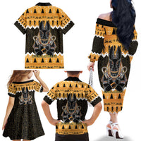 Ancient Egyptian Christmas Family Matching Off The Shoulder Long Sleeve Dress and Hawaiian Shirt Anubis Eid Milad Majid - Wonder Print Shop