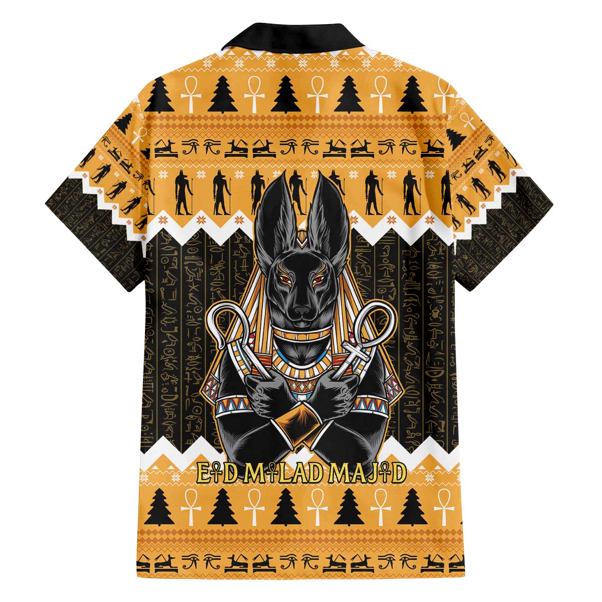 Ancient Egyptian Christmas Family Matching Off The Shoulder Long Sleeve Dress and Hawaiian Shirt Anubis Eid Milad Majid - Wonder Print Shop