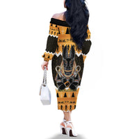 Ancient Egyptian Christmas Family Matching Off The Shoulder Long Sleeve Dress and Hawaiian Shirt Anubis Eid Milad Majid - Wonder Print Shop