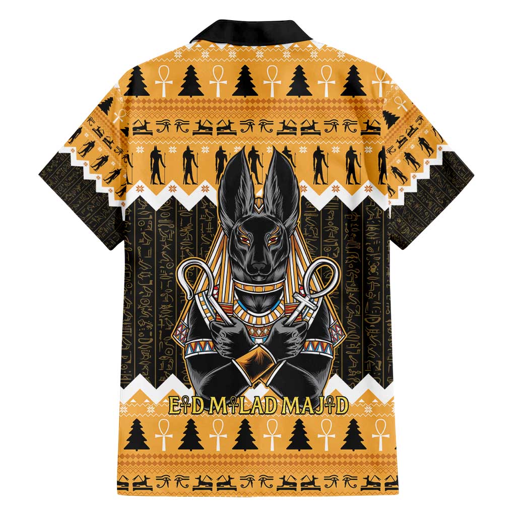 Ancient Egyptian Christmas Family Matching Off Shoulder Short Dress and Hawaiian Shirt Anubis Eid Milad Majid - Wonder Print Shop