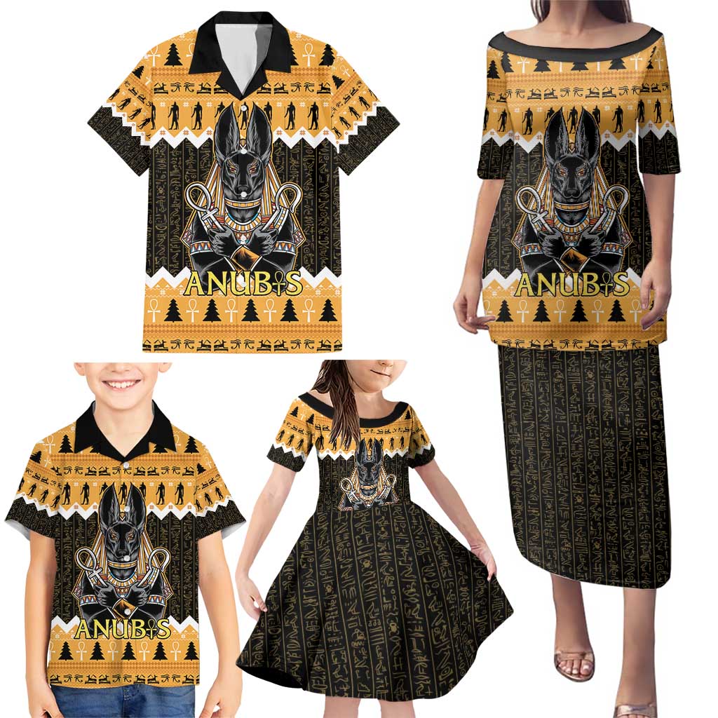 Ancient Egyptian Christmas Family Matching Puletasi and Hawaiian Shirt Anubis Eid Milad Majid - Wonder Print Shop