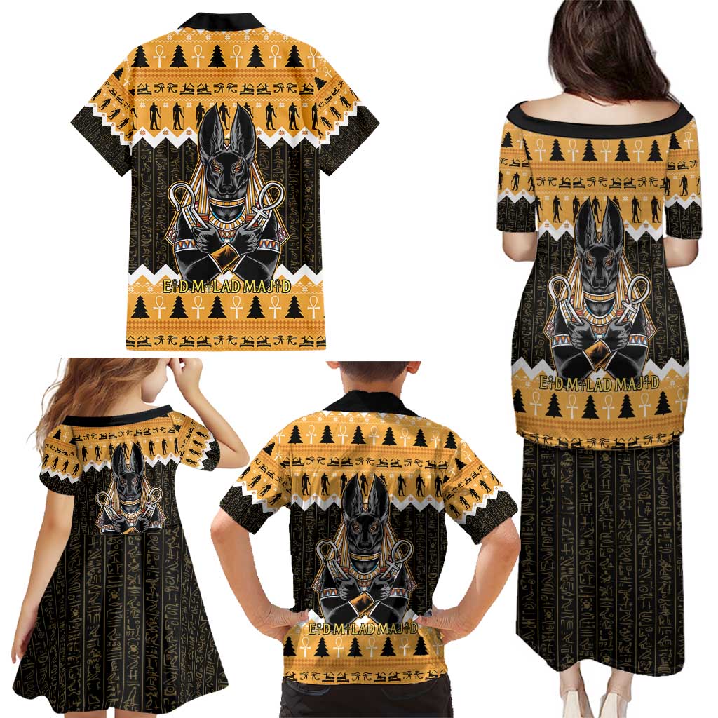 Ancient Egyptian Christmas Family Matching Puletasi and Hawaiian Shirt Anubis Eid Milad Majid - Wonder Print Shop