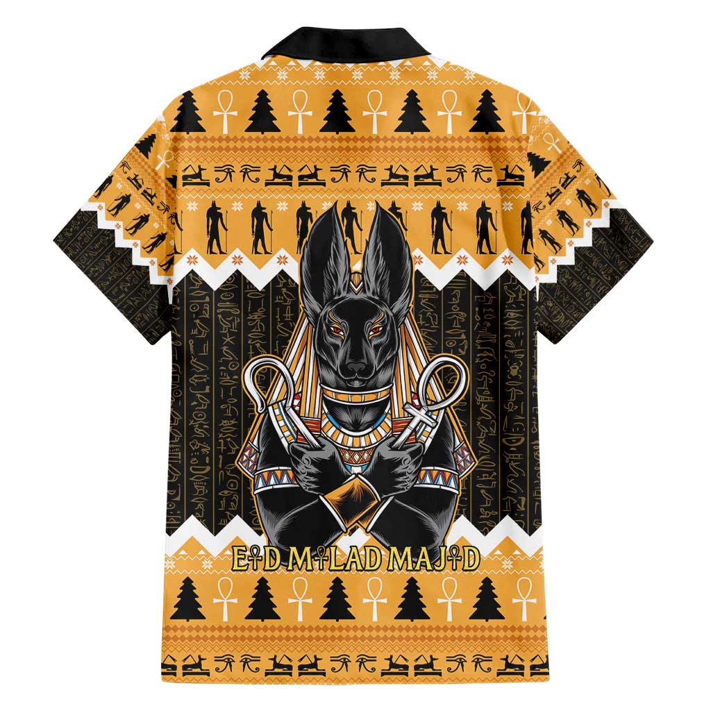 Ancient Egyptian Christmas Family Matching Short Sleeve Bodycon Dress and Hawaiian Shirt Anubis Eid Milad Majid - Wonder Print Shop