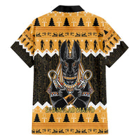 Ancient Egyptian Christmas Family Matching Short Sleeve Bodycon Dress and Hawaiian Shirt Anubis Eid Milad Majid - Wonder Print Shop