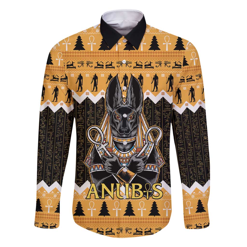 Ancient Egyptian Christmas Family Matching Short Sleeve Bodycon Dress and Hawaiian Shirt Anubis Eid Milad Majid - Wonder Print Shop