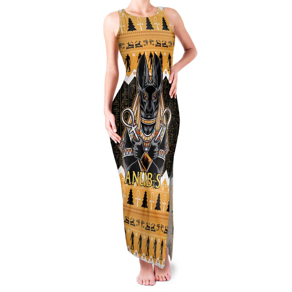Ancient Egyptian Christmas Family Matching Tank Maxi Dress and Hawaiian Shirt Anubis Eid Milad Majid - Wonder Print Shop