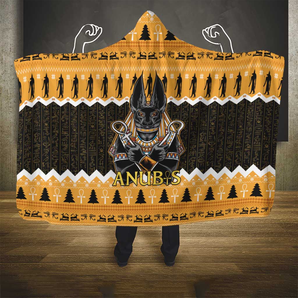 Ancient Egyptian Christmas Hooded Blanket Anubis Eid Milad Majid