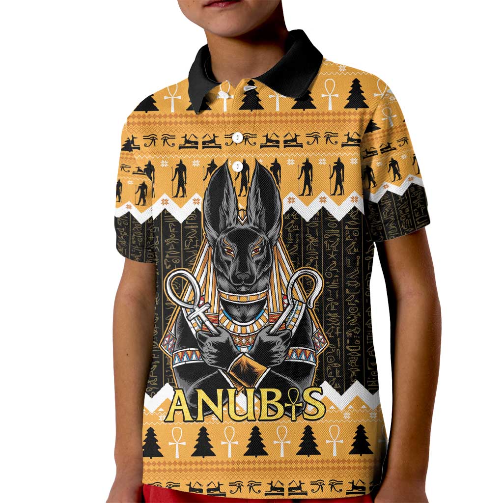 Ancient Egyptian Christmas Kid Polo Shirt Anubis Eid Milad Majid - Wonder Print Shop