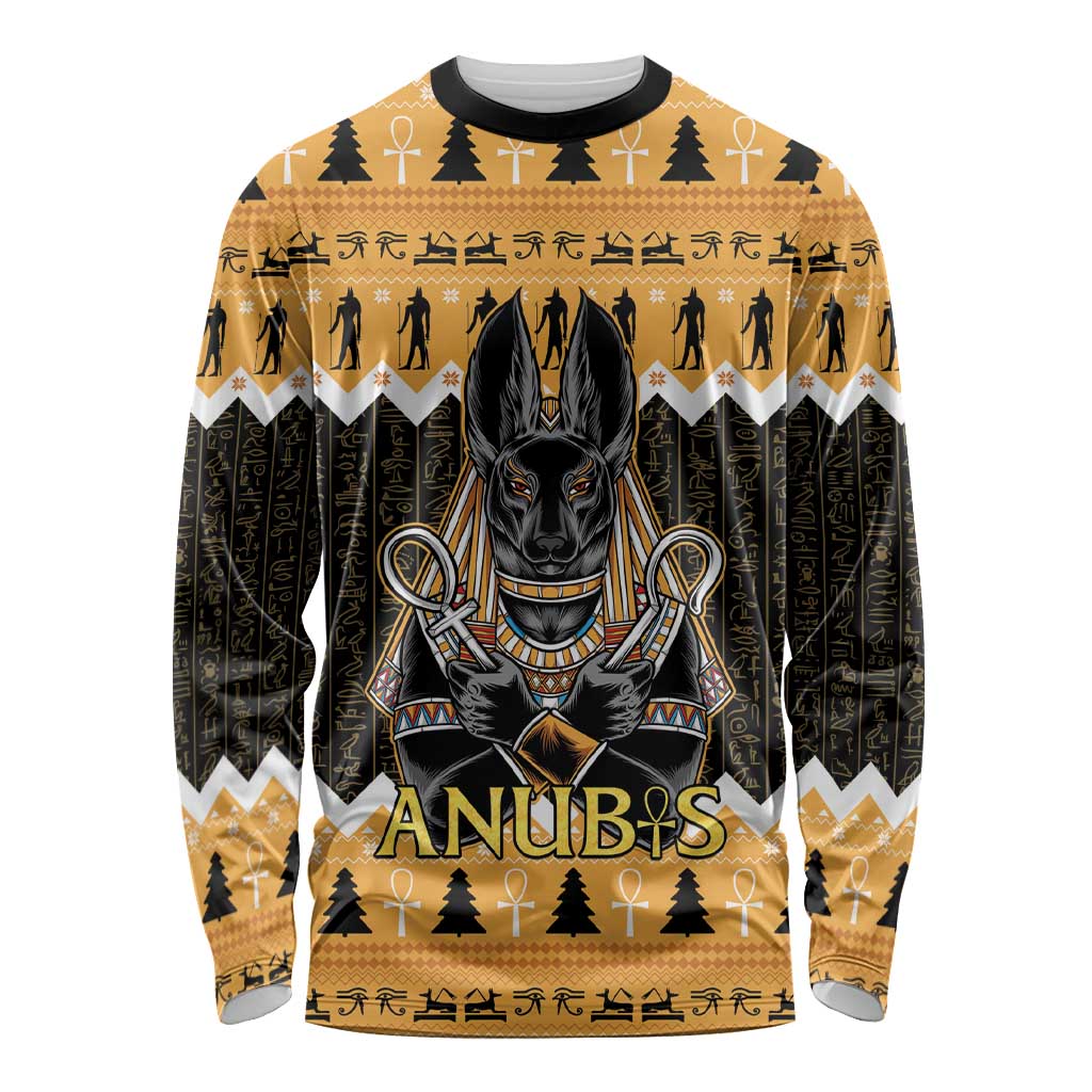 Ancient Egyptian Christmas Long Sleeve Shirt Anubis Eid Milad Majid - Wonder Print Shop