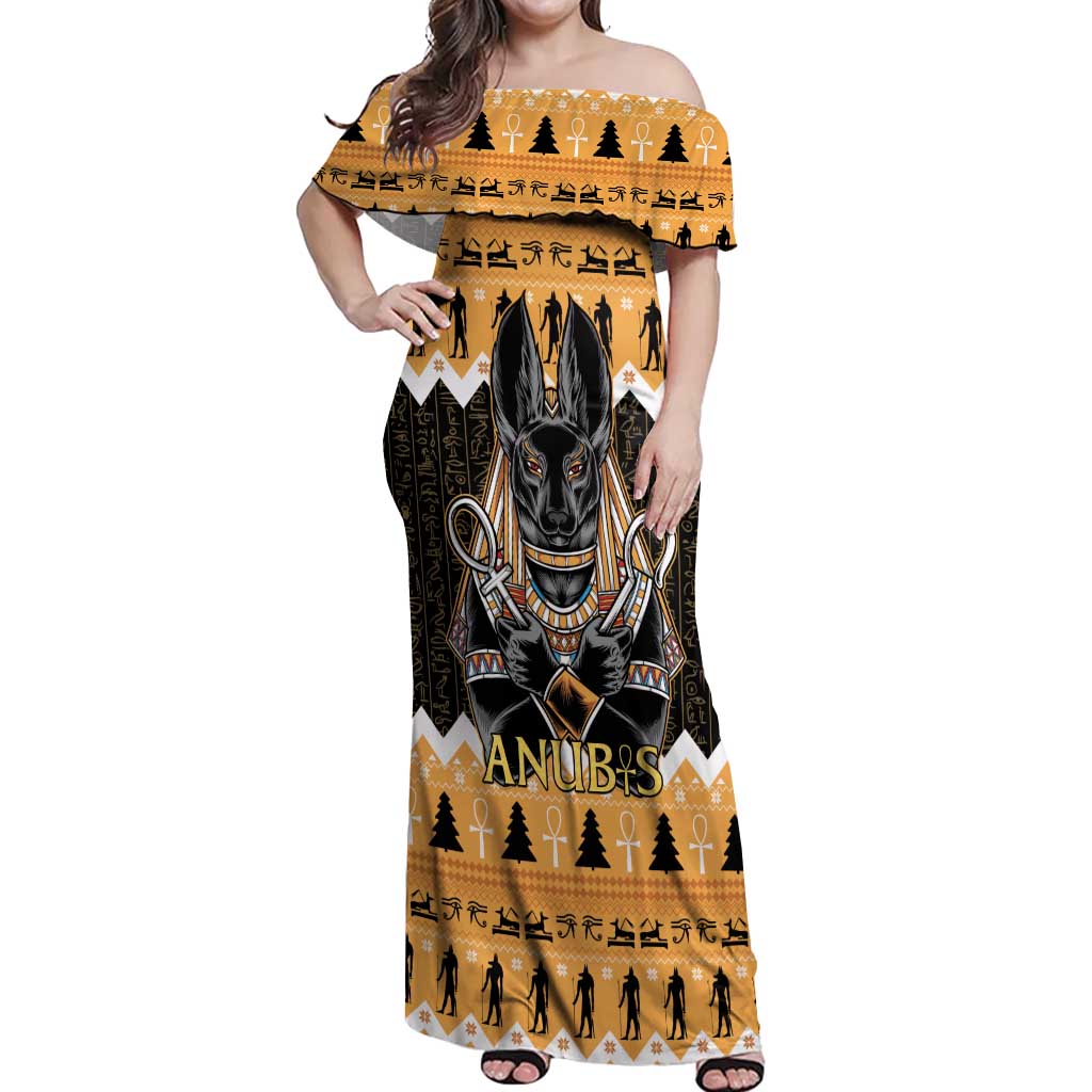 Ancient Egyptian Christmas Off Shoulder Maxi Dress Anubis Eid Milad Majid - Wonder Print Shop