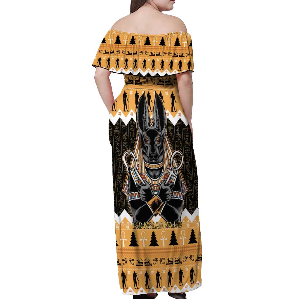 Ancient Egyptian Christmas Off Shoulder Maxi Dress Anubis Eid Milad Majid - Wonder Print Shop