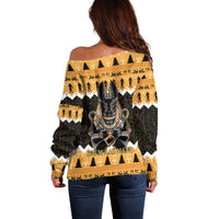 Ancient Egyptian Christmas Off Shoulder Sweater Anubis Eid Milad Majid - Wonder Print Shop