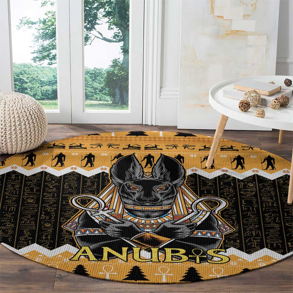 Ancient Egyptian Christmas Round Carpet Anubis Eid Milad Majid