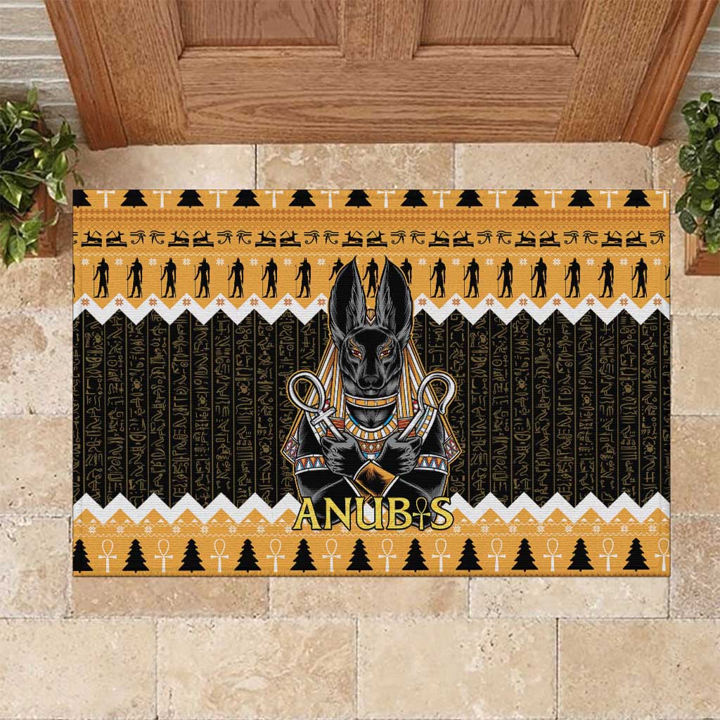 Ancient Egyptian Christmas Rubber Doormat Anubis Eid Milad Majid - Wonder Print Shop
