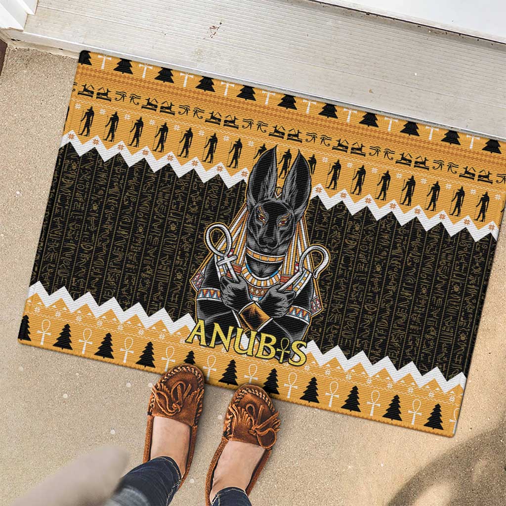 Ancient Egyptian Christmas Rubber Doormat Anubis Eid Milad Majid - Wonder Print Shop