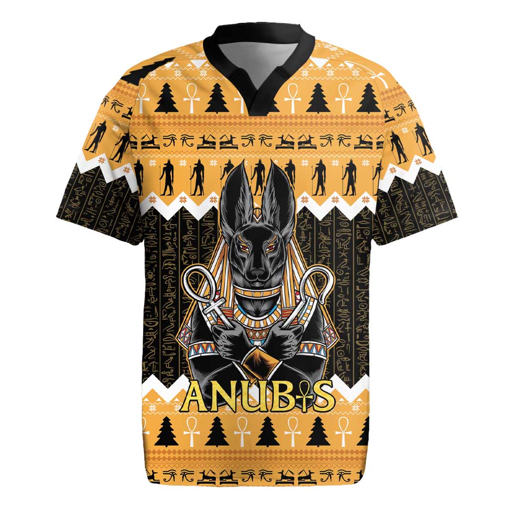 Ancient Egyptian Christmas Rugby Jersey Anubis Eid Milad Majid - Wonder Print Shop