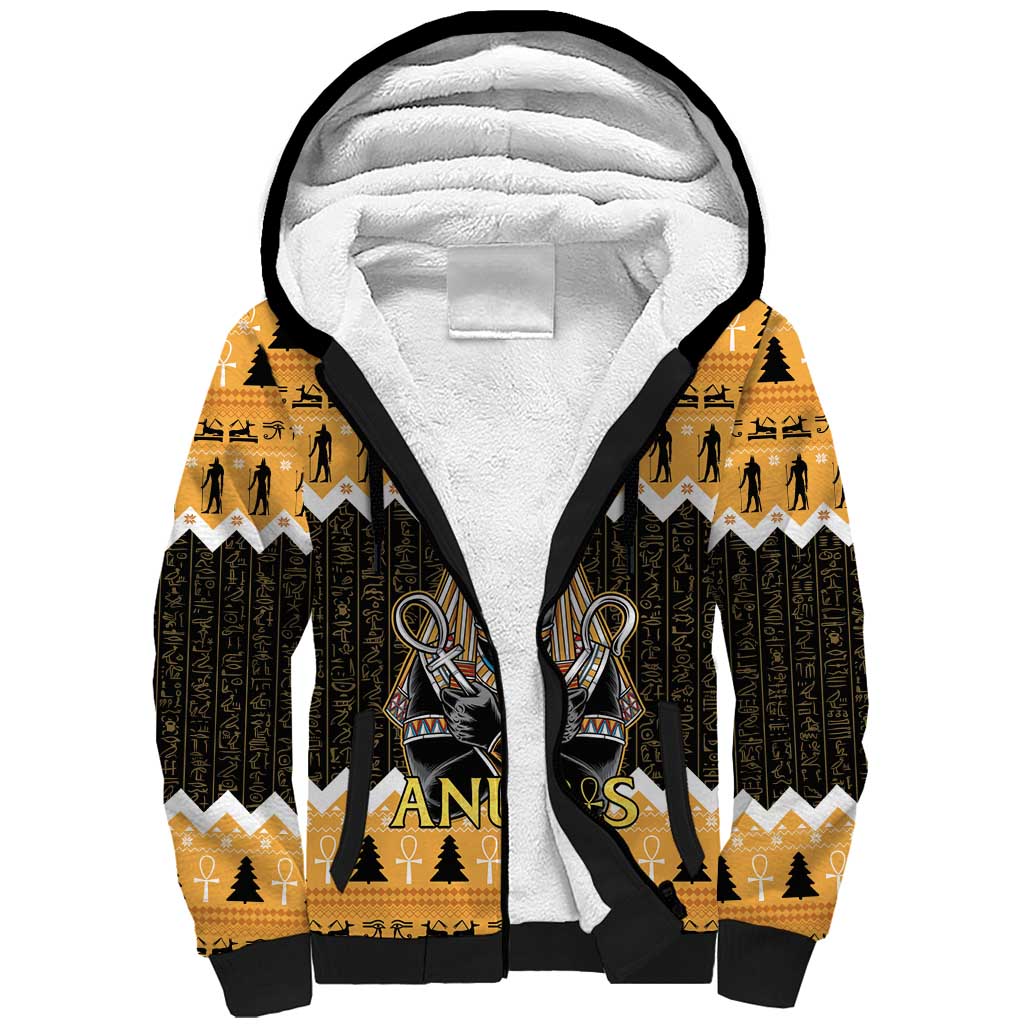 Ancient Egyptian Christmas Sherpa Hoodie Anubis Eid Milad Majid - Wonder Print Shop