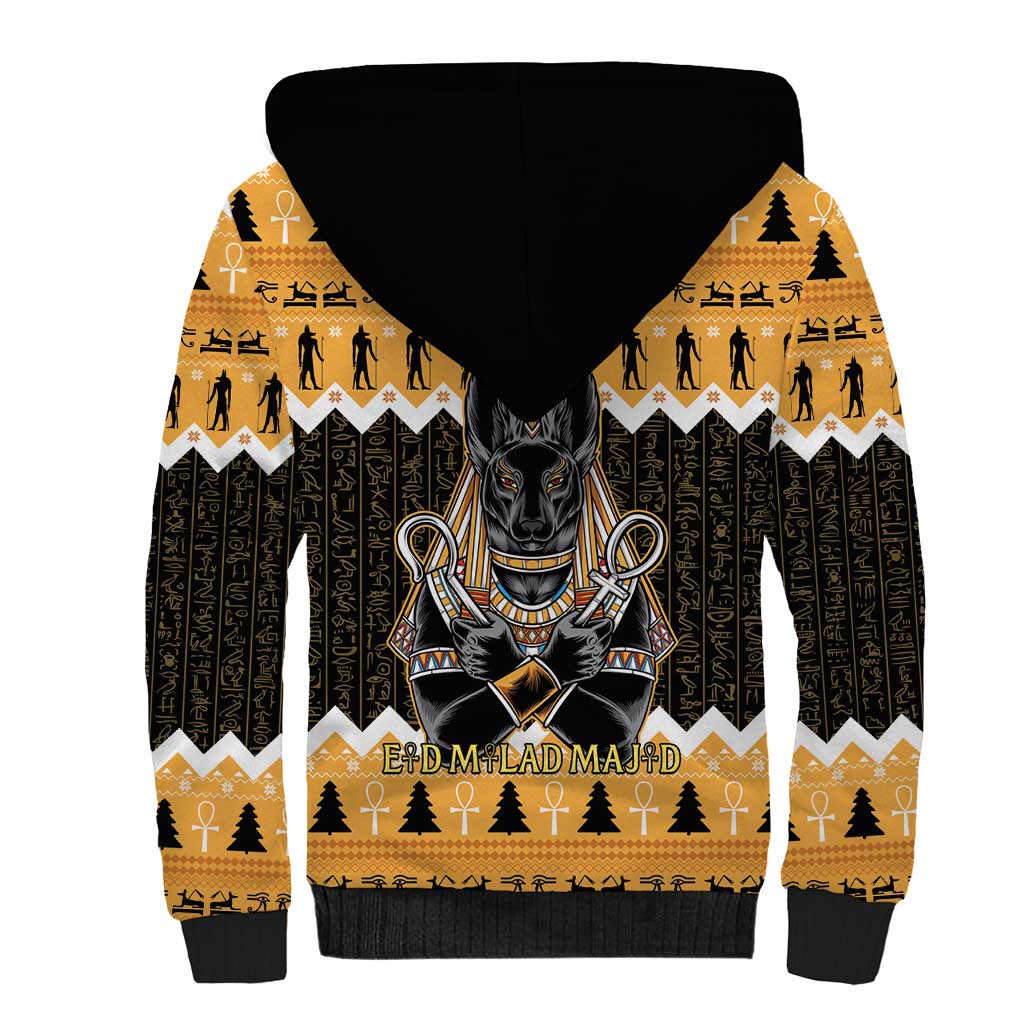 Ancient Egyptian Christmas Sherpa Hoodie Anubis Eid Milad Majid - Wonder Print Shop