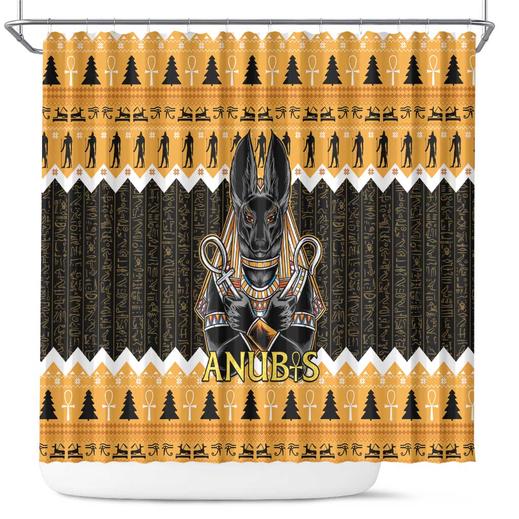 Ancient Egyptian Christmas Shower Curtain Anubis Eid Milad Majid
