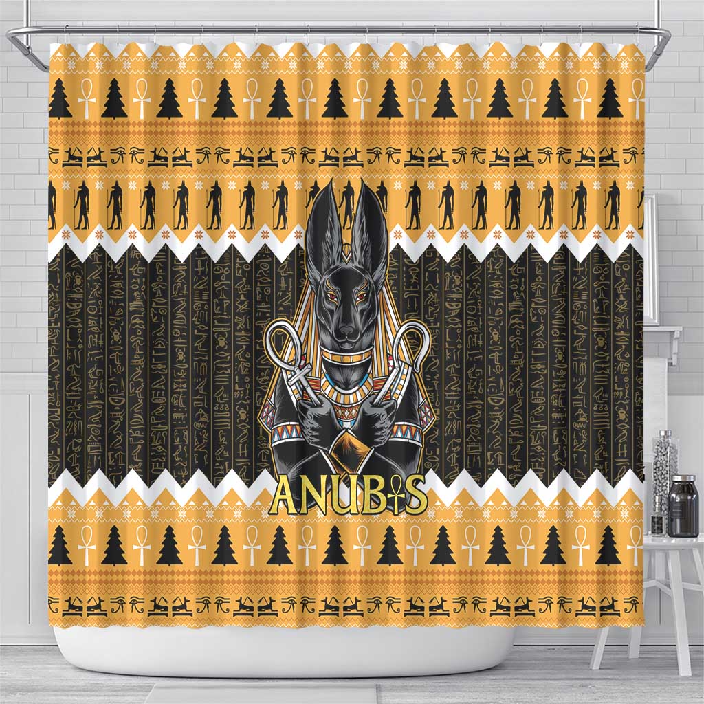 Ancient Egyptian Christmas Shower Curtain Anubis Eid Milad Majid