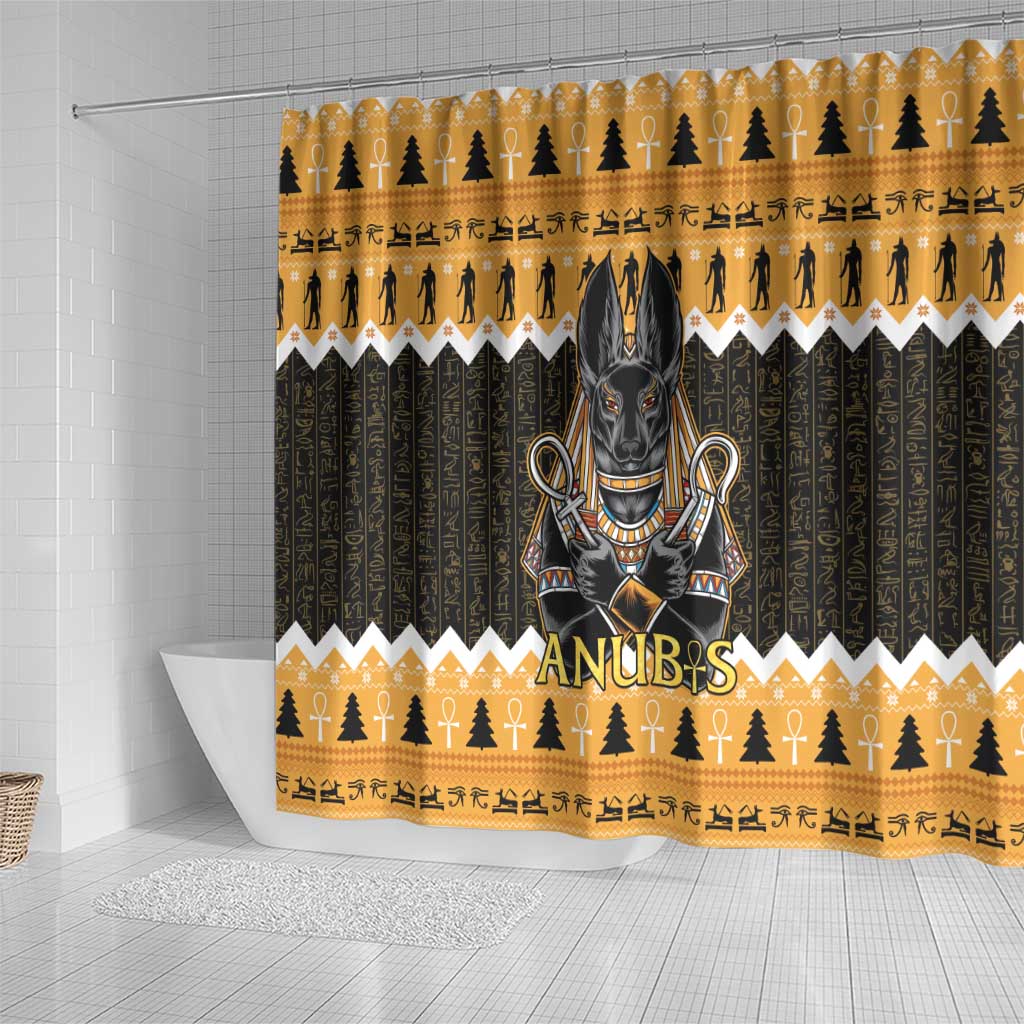 Ancient Egyptian Christmas Shower Curtain Anubis Eid Milad Majid