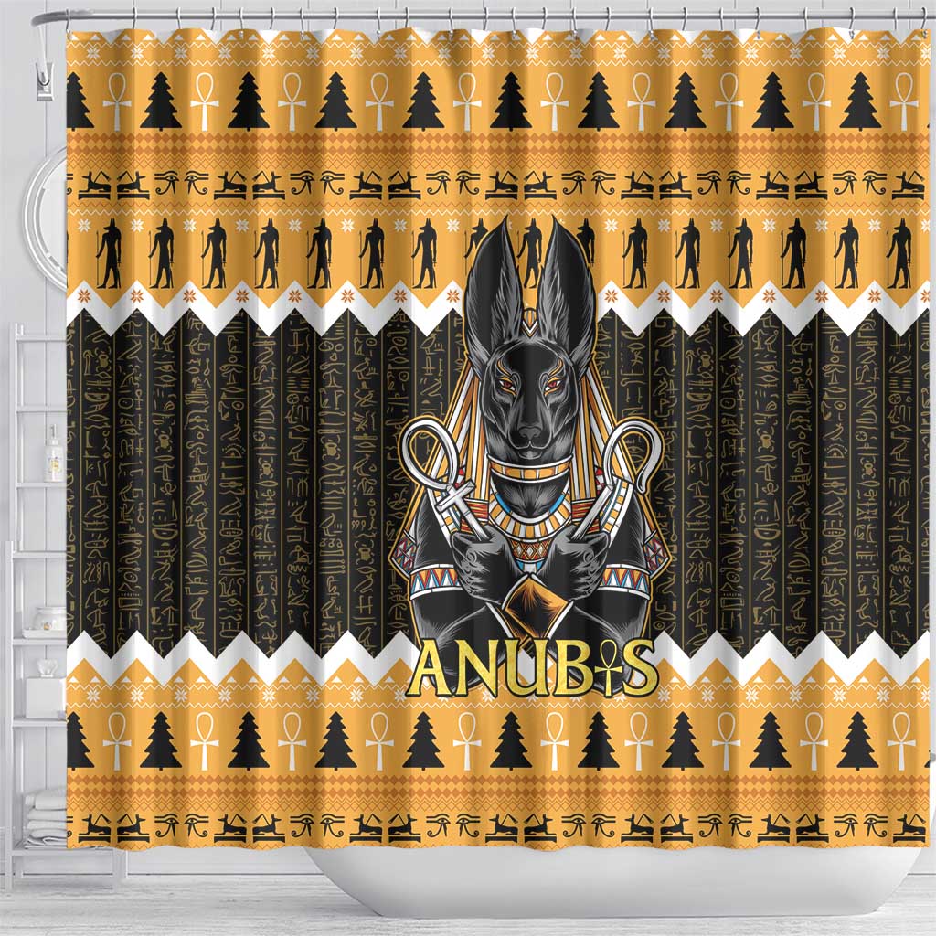 Ancient Egyptian Christmas Shower Curtain Anubis Eid Milad Majid