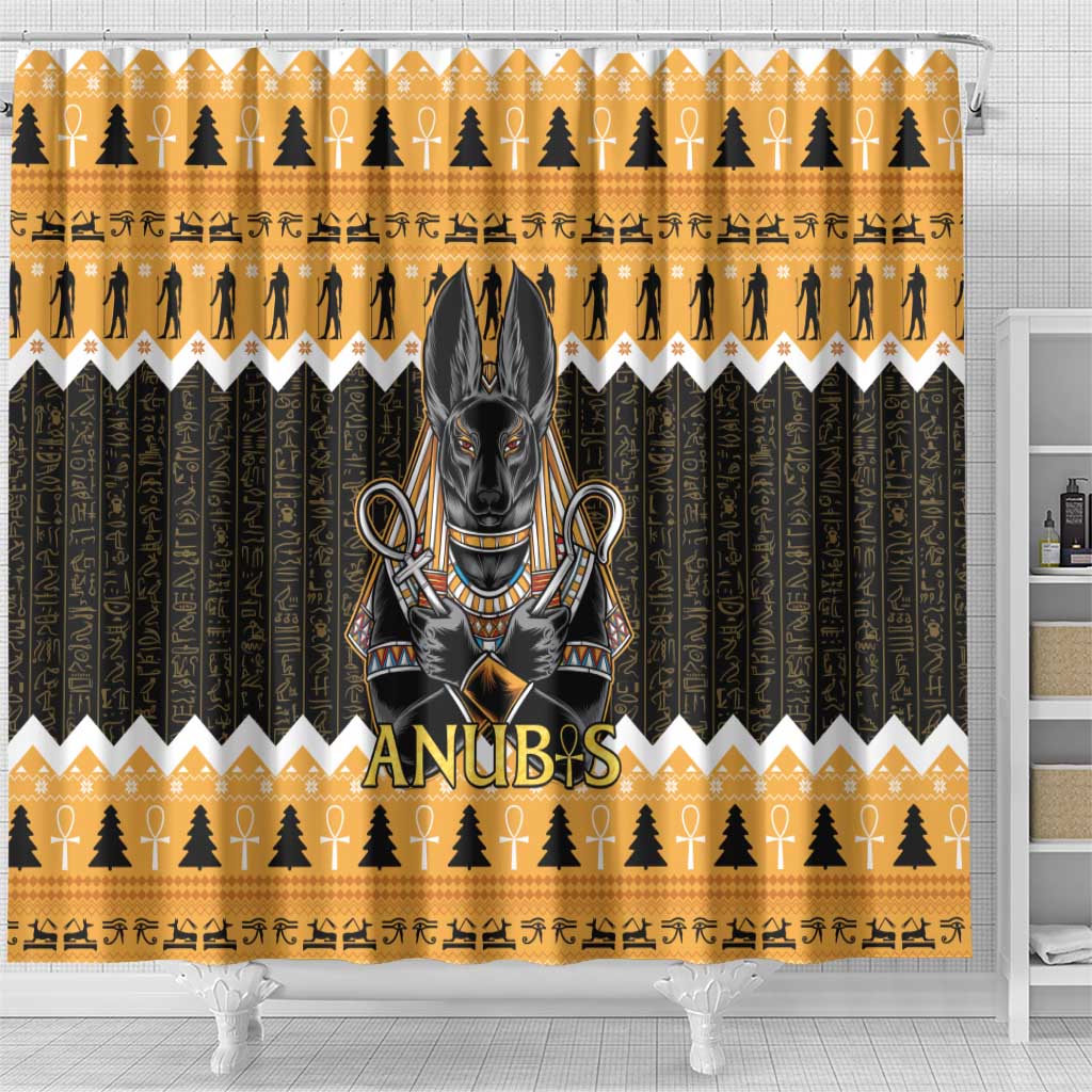 Ancient Egyptian Christmas Shower Curtain Anubis Eid Milad Majid