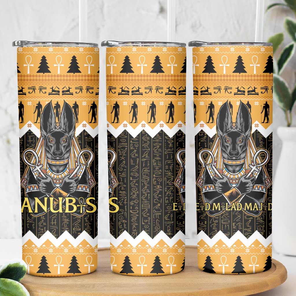 Ancient Egyptian Christmas Skinny Tumbler Anubis Eid Milad Majid - Wonder Print Shop