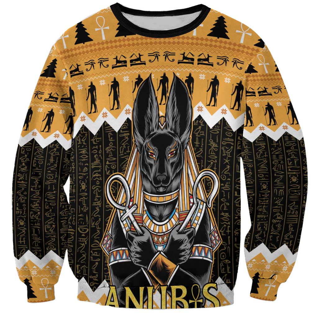 Ancient Egyptian Christmas Sweatshirt Anubis Eid Milad Majid - Wonder Print Shop