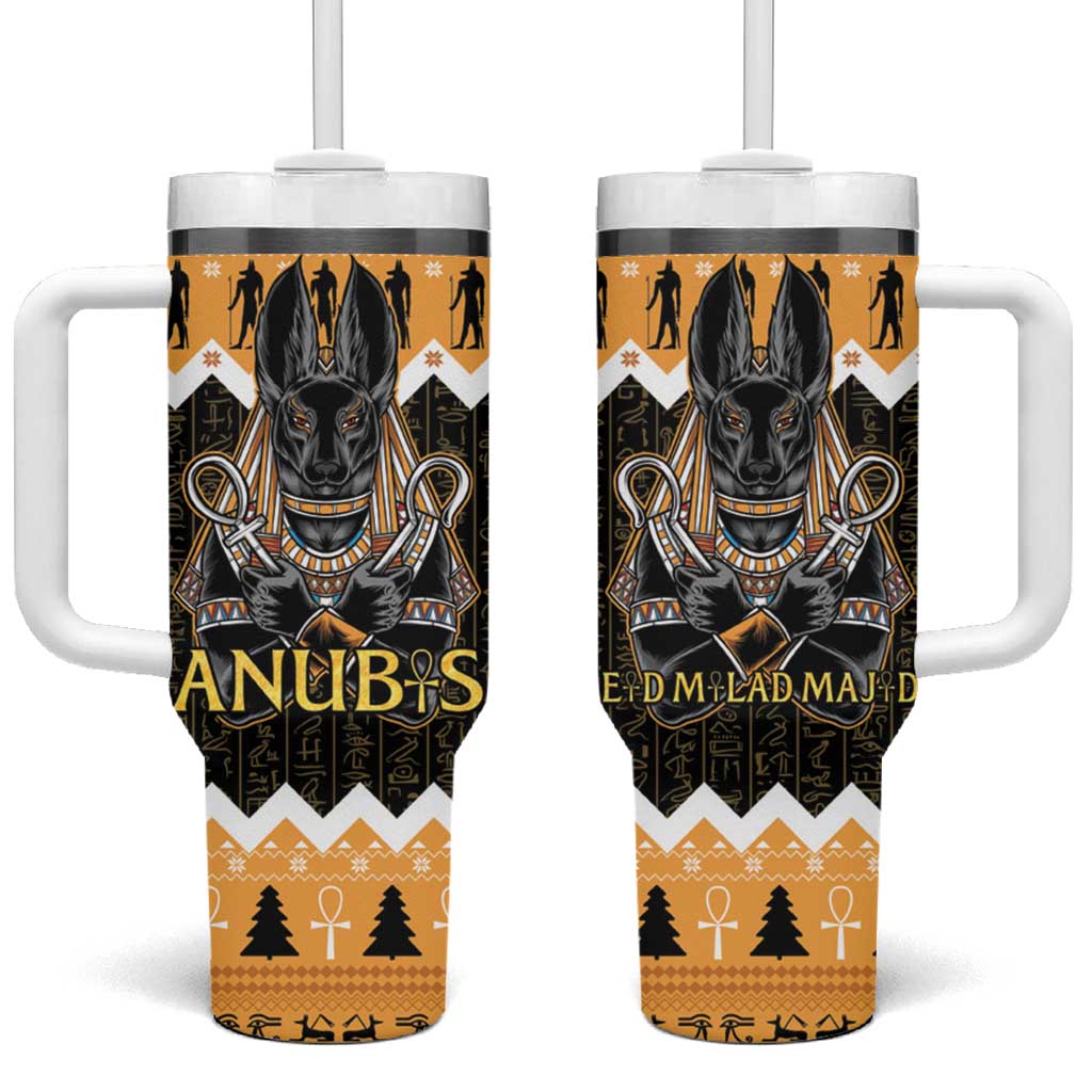 Ancient Egyptian Christmas Tumbler With Handle Anubis Eid Milad Majid - Wonder Print Shop