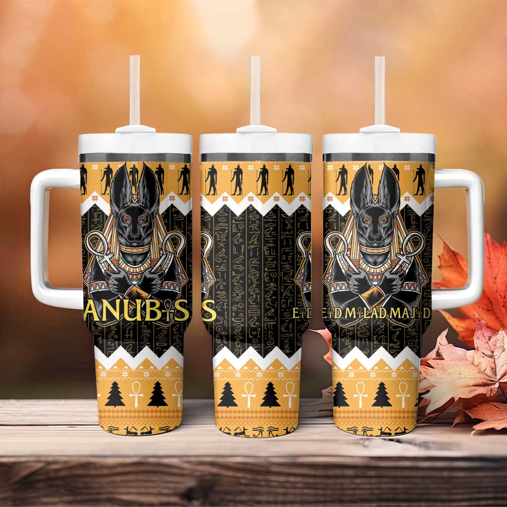 Ancient Egyptian Christmas Tumbler With Handle Anubis Eid Milad Majid - Wonder Print Shop
