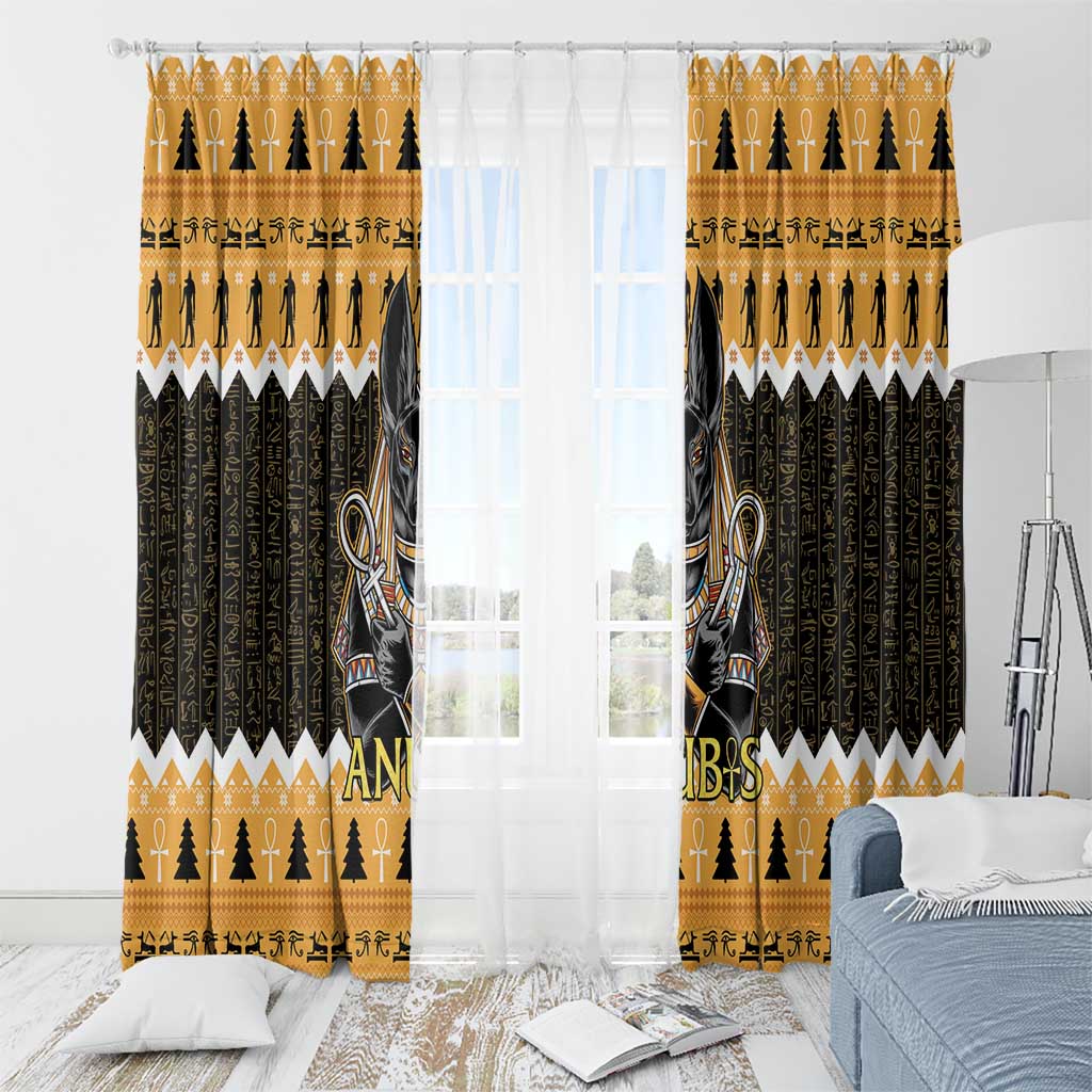 Ancient Egyptian Christmas Window Curtain Anubis Eid Milad Majid - Wonder Print Shop