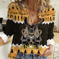 Ancient Egyptian Christmas Women Casual Shirt Anubis Eid Milad Majid - Wonder Print Shop