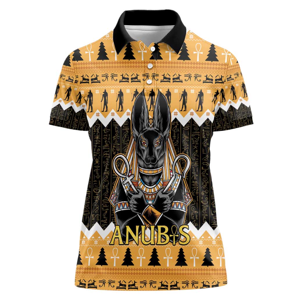 Ancient Egyptian Christmas Women Polo Shirt Anubis Eid Milad Majid - Wonder Print Shop