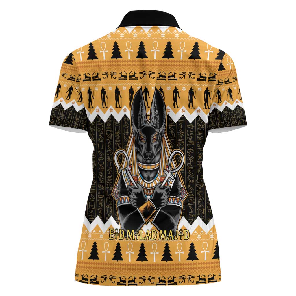 Ancient Egyptian Christmas Women Polo Shirt Anubis Eid Milad Majid - Wonder Print Shop