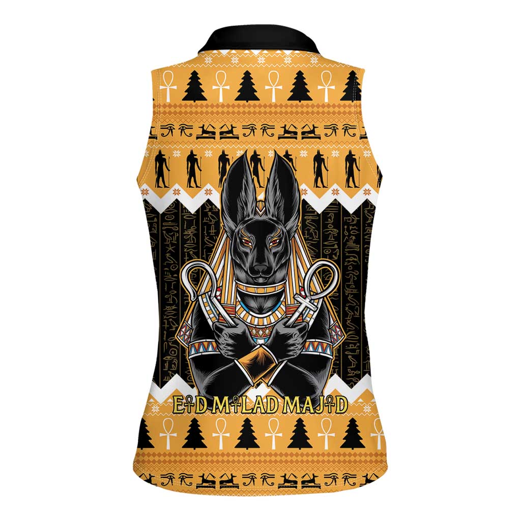 Ancient Egyptian Christmas Women Sleeveless Polo Shirt Anubis Eid Milad Majid - Wonder Print Shop