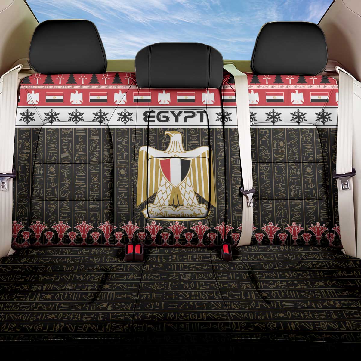 Egypt Christmas Back Car Seat Cover Coat Of Arms Eid Milad Majid - Wonder Print Shop
