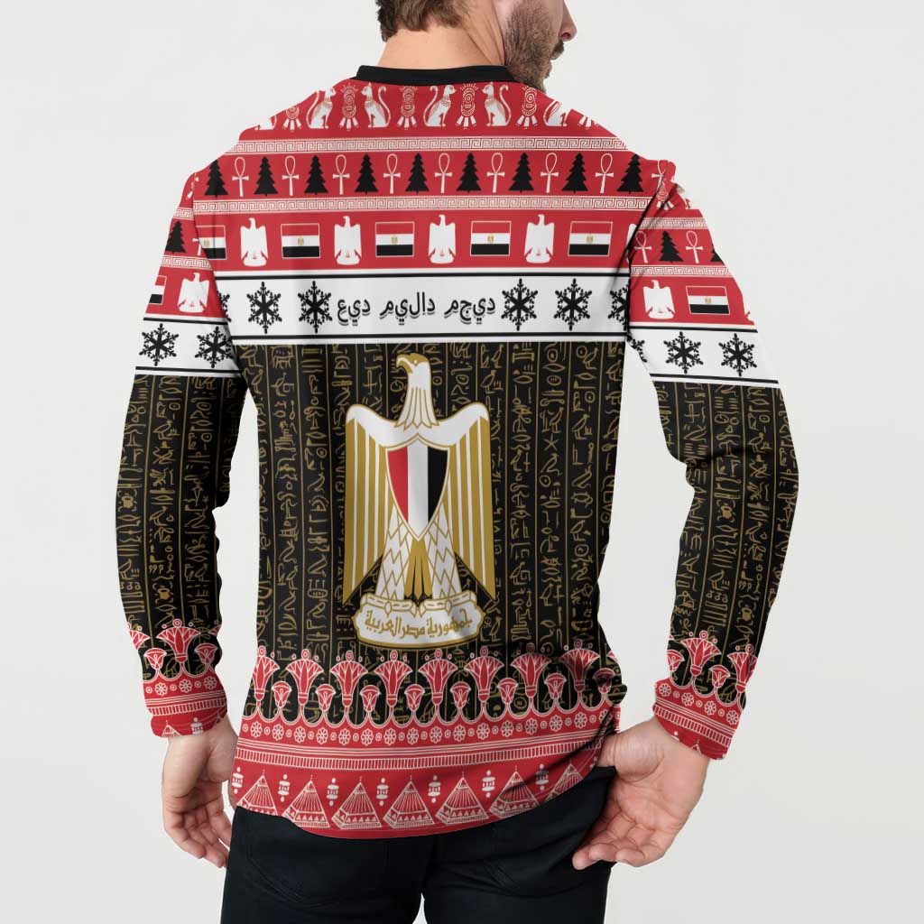 Egypt Christmas Button Sweatshirt Coat Of Arms Eid Milad Majid - Wonder Print Shop