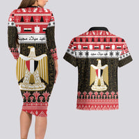 Egypt Christmas Couples Matching Long Sleeve Bodycon Dress and Hawaiian Shirt Coat Of Arms Eid Milad Majid LT15